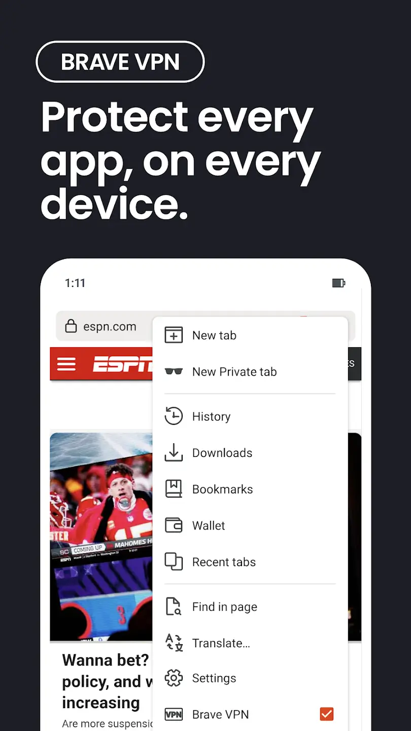 Screenshot Brave Browser APK v1.90.121