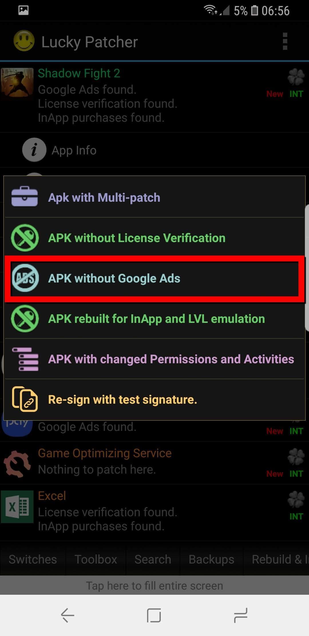 Screenshot Lucky Patcher APK