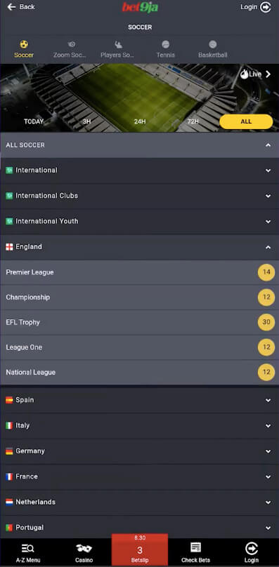 Screenshot Bet9ja APK