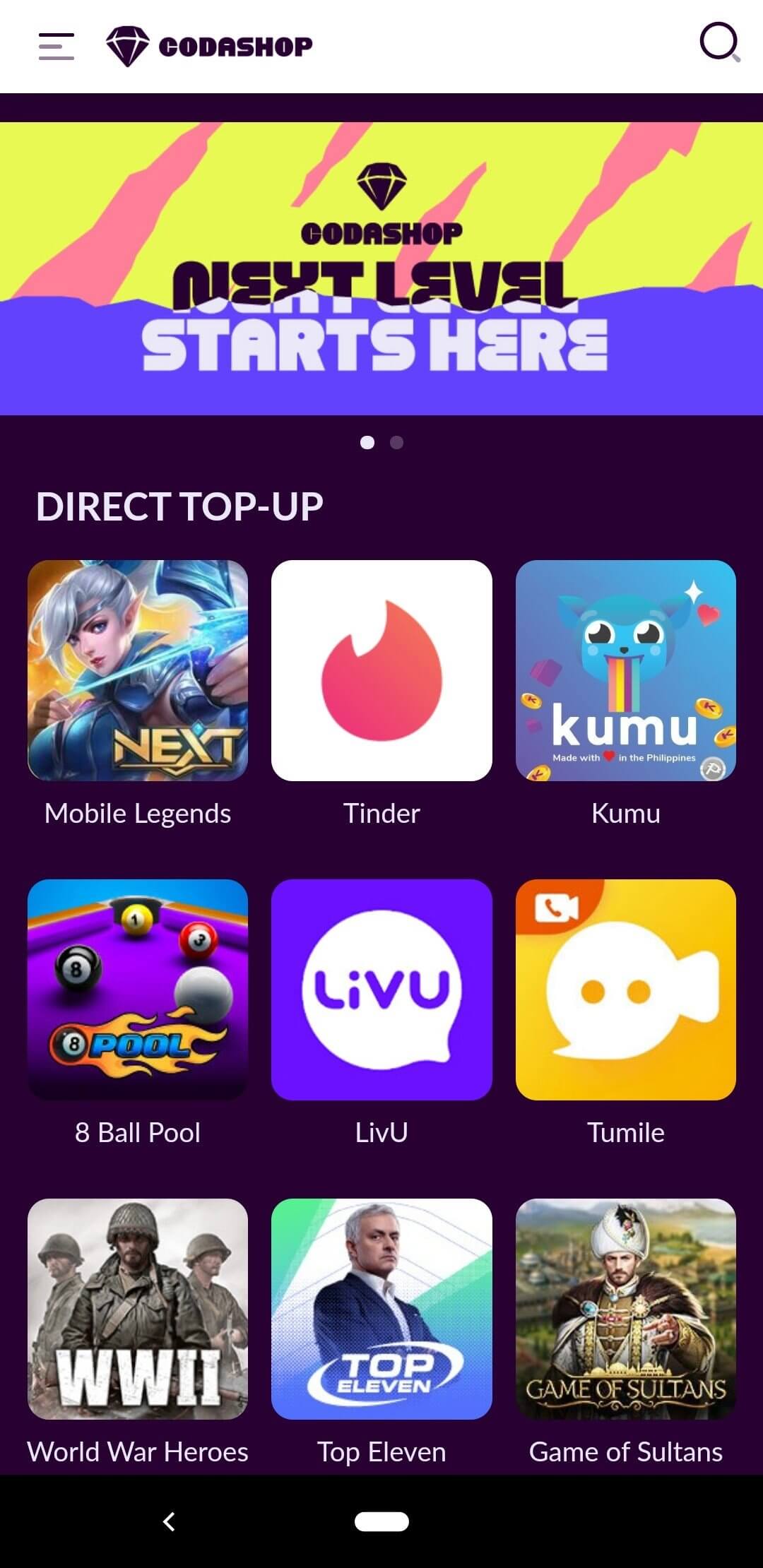 Screenshot Codashop APK v3.0 untuk Top Up Game dan Aplikasi