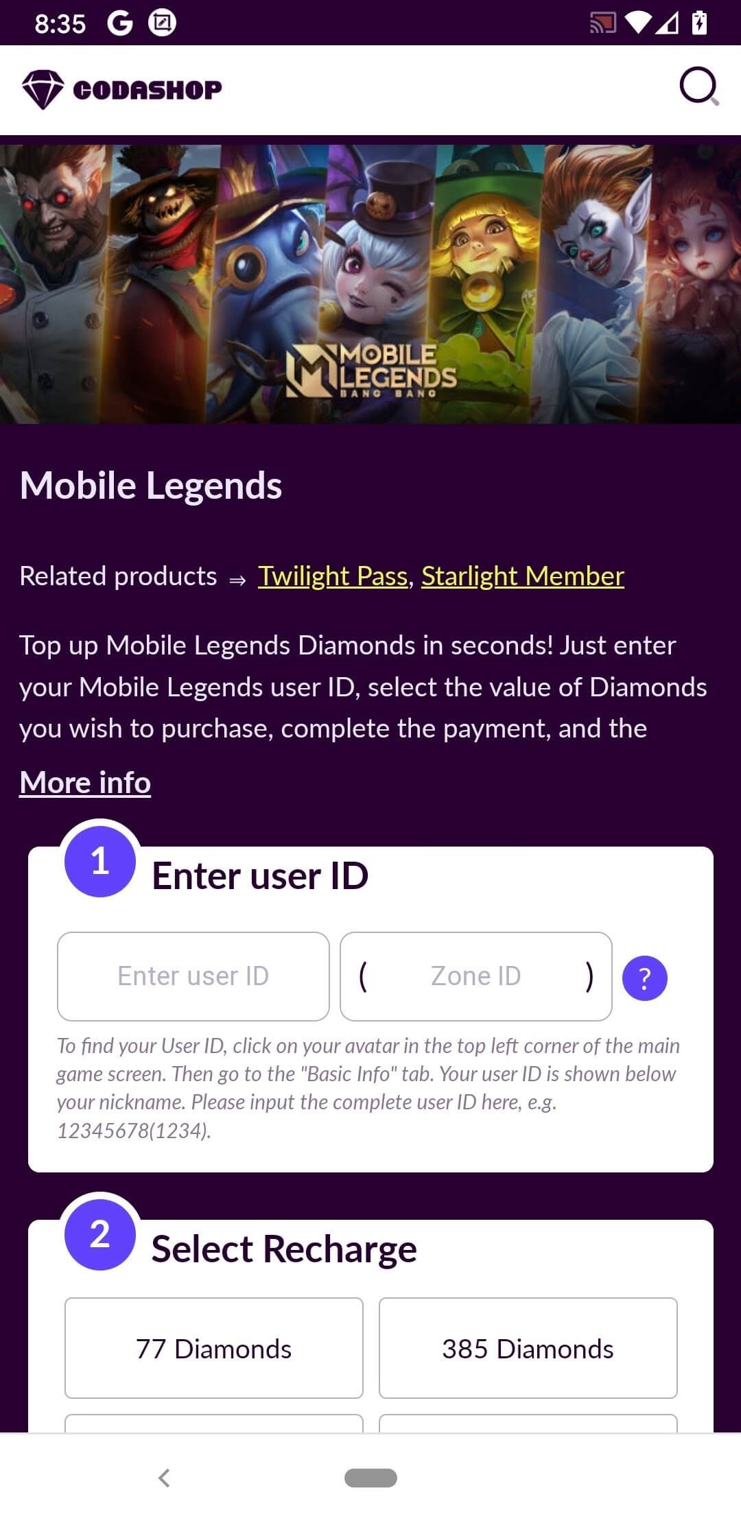 Screenshot Codashop APK v3.0 untuk Top Up Game dan Aplikasi