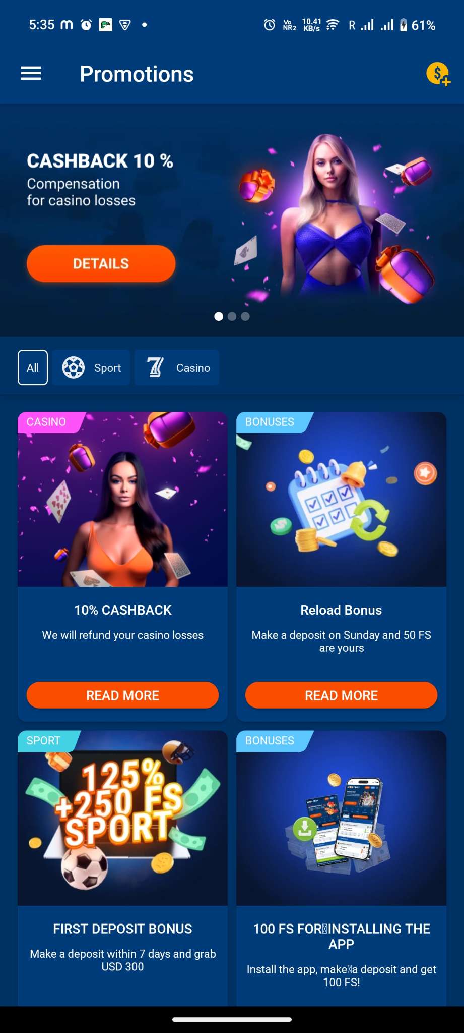Screenshot MostBet APK v7.3.1